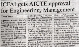 The ICFAI University, Tripura gets AICTE approval for Engineering and Management