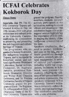 The ICFAI University, Tripura celebrated Kokborok Day - 2026